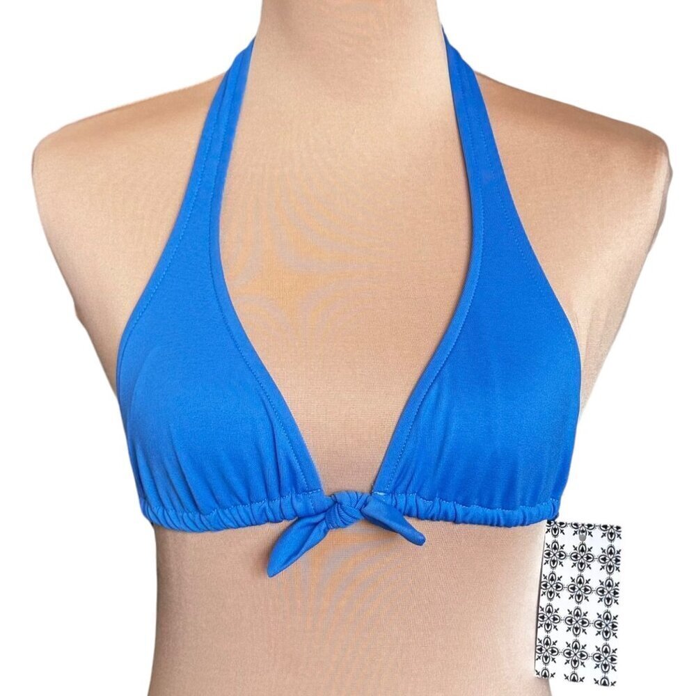 NWT Kushcush Kerry Cushman Triangle Bikini Tip Sz.M Blue Beach Brazilian Sexy